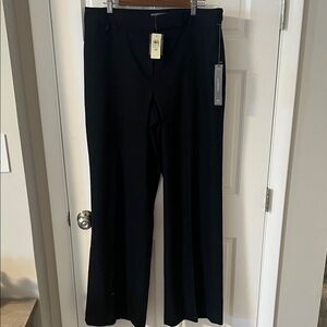 Ann Taylor Madison Fit Wide Leg Wool Trousers Charcoal Grey Size 16L NWT